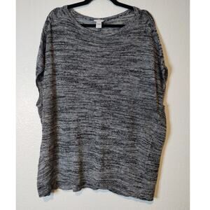 Pure Jill by J. Jill Size 1X Marled Gray Cap Sleeve Linen Cotton Blend Top *FLAW